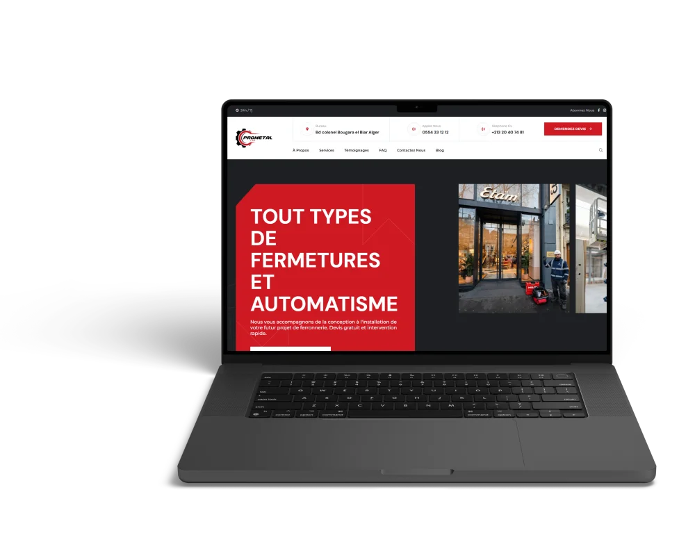 Conception de site web professionnel à Alger - Exemple de réalisation Fikra Informatique pour Prometal TMF